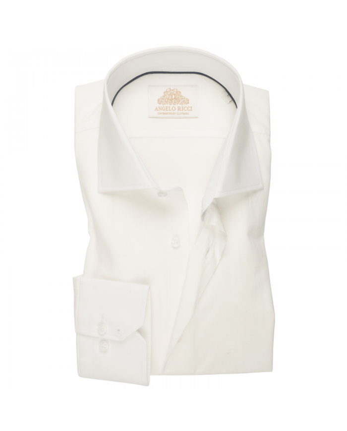 Chemise Homme blanc en twill coton à manches longues coupe Regular fit et Col classique
