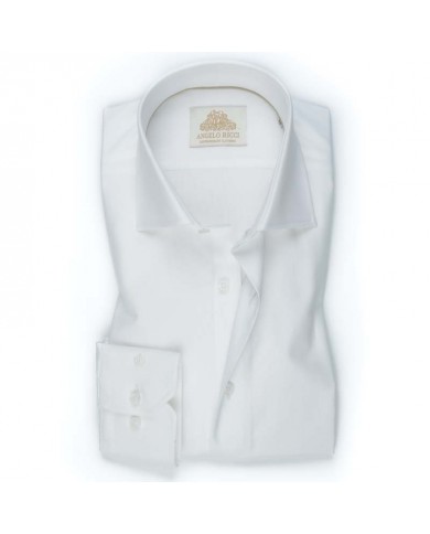 Chemise unie blanche en popeline