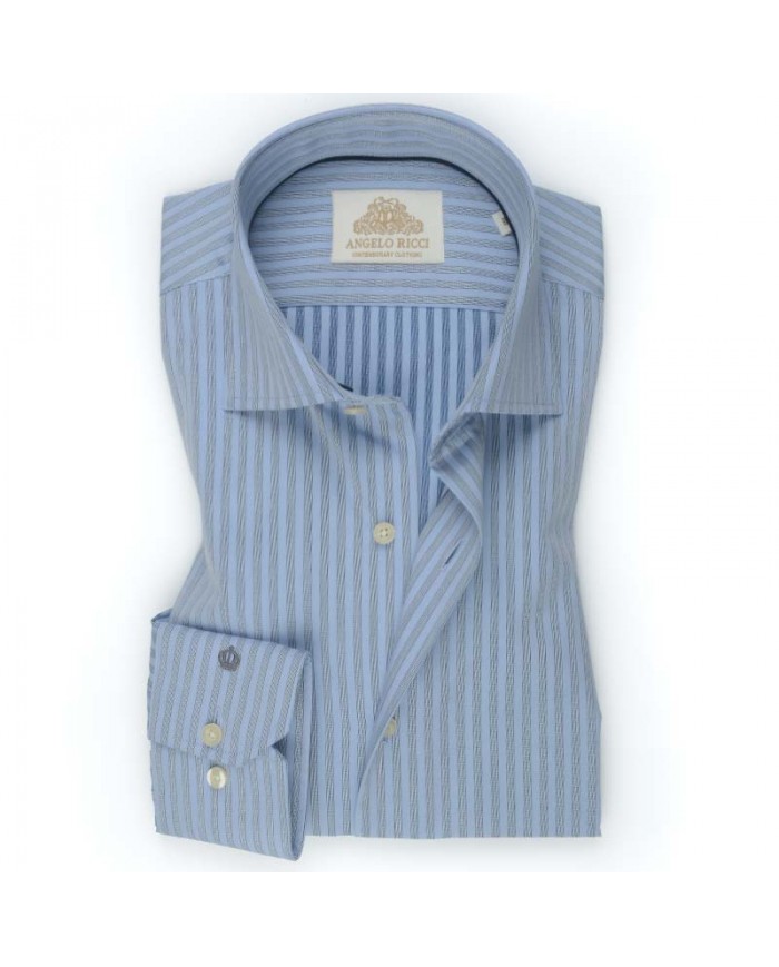 Chemise bleue à Rayures grises