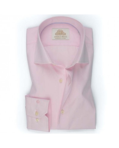 Chemise unie rose en popeline
