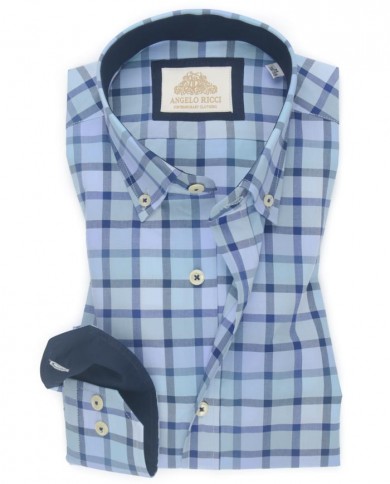 Chemise à carreaux bleu