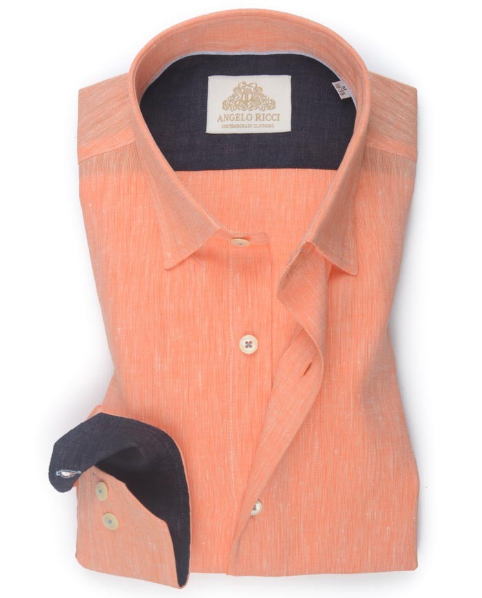 chemise en Lin saumon