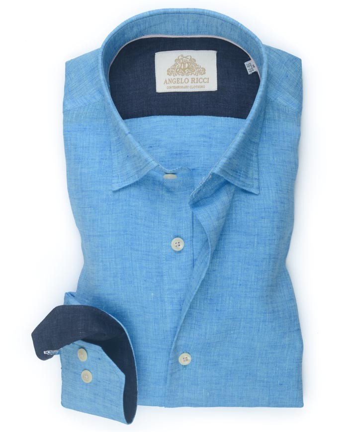 chemise en Lin bleu ciel