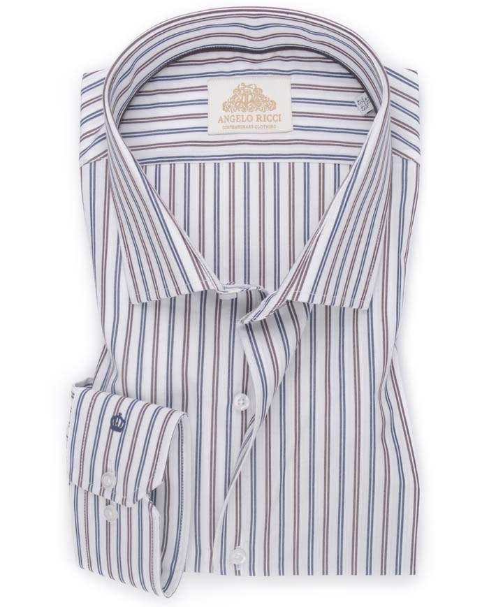 Chemise Blanche à Rayures rouges et bleu