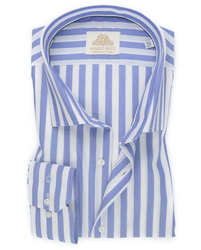 Chemise blanche à Rayures bleu