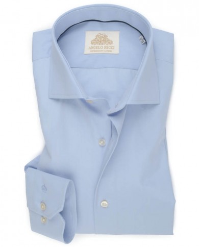 chemise Homme Unie en twill Bleu