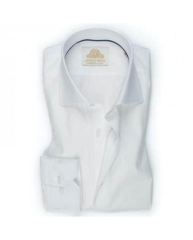 Chemise unie blanche en popeline