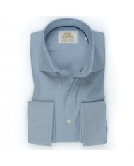Chemise unie bleue en popeline
