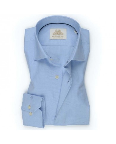 Chemise unie bleue en popeline