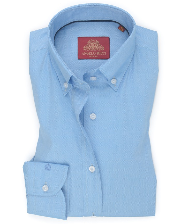 Chemise Angelo Ricci Regular Fit en Oxford - Bleu Azur