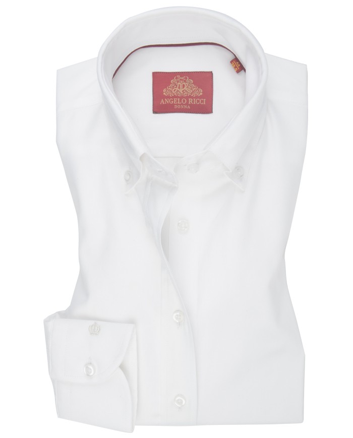Chemise femme Angelo Ricci Regular Fit en Oxford - Blanc Pur