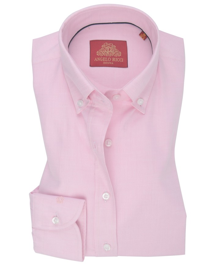 Chemise Femme Angelo Ricci Regular Fit en Oxford - Rose Clair