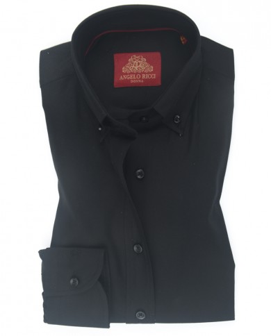 Chemise Femme Angelo Ricci Regular Fit en Oxford - Noir Ébène