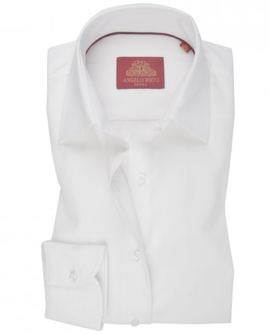 Chemise Femme Angelo Ricci Regular Fit en Twill Royale - Blanc Pur