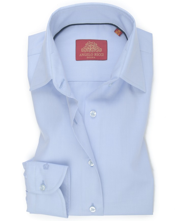 Chemise Femme Angelo Ricci Regular Fit en Twill Royale - Bleu Ciel