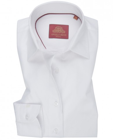 Chemise Femme Angelo Ricci Regular Fit en Twill Royale - Blanc Pur