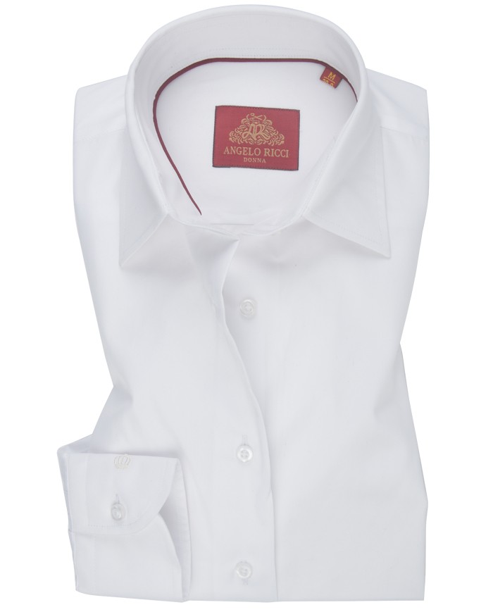 Chemise Femme Angelo Ricci Regular Fit en Twill Royale - Blanc Pur