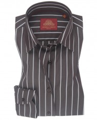 Chemise Femme Angelo Ricci Regular Fit en Popeline Rayée - Marron et Blanc