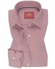 Chemise Femme Angelo Ricci Regular Fit en Popeline Motif Pied-de-Poule - Rouge et Blanc
