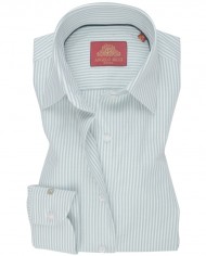 Chemise Femme Angelo Ricci Regular Fit en Popeline Rayée - Vert Clair et Blanc