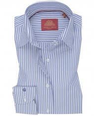 Chemise Femme Angelo Ricci Regular Fit en Popeline Rayée - Bleu et Blanc