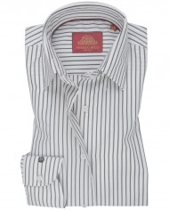 Chemise Femme Angelo Ricci Regular Fit en Popeline à Rayures Noires et Blanches