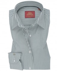 Chemise Femme Angelo Ricci Regular Fit en Popeline à Rayures Vert Sauge et Blanc