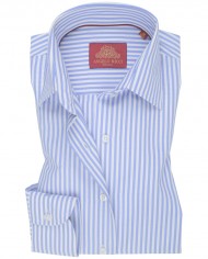 Chemise Femme Angelo Ricci Regular Fit en Popeline à Rayures Bleues et Blanches