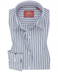 Chemise Femme Angelo Ricci Regular Fit en Popeline à Rayures Bleues et Blanches (Large)