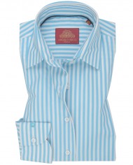 Chemise Femme Angelo Ricci Regular Fit en Popeline à Rayures Bleues et Blanches