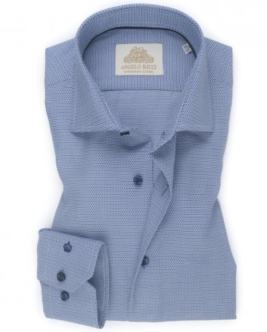 Chemise Homme Angelo Ricci Regular Fit en Tissu Imprimé - Bleu Clair et Marine