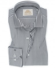 Chemise Homme Angelo Ricci Regular Fit en Popeline Rayée - Bleu Acier et Blanc