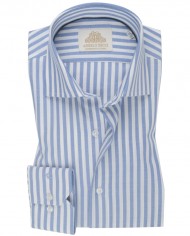 Chemise Homme Angelo Ricci Regular Fit en Popeline Rayée - Bleu et Blanc