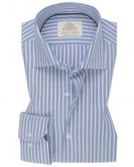 Chemise Homme Angelo Ricci Regular Fit en Popeline Rayée - Bleu et Blanc