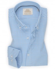 Chemise Homme Angelo Ricci Regular Fit en Popeline à Carreaux Vichy - Bleu Ciel et Blanc