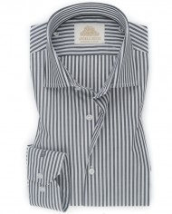 Chemise Homme Angelo Ricci Regular Fit en Popeline Rayée - Noir et Blanc
