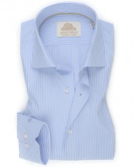 Chemise Homme Angelo Ricci Regular Fit en Popeline Rayée - Bleu Clair et Blanc
