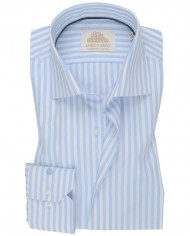 Chemise Homme Angelo Ricci Regular Fit en Popeline Rayée - Bleu Ciel et Blanc