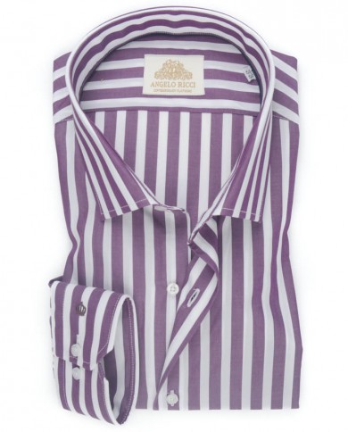 Chemise Homme blanche à Rayures Mauves