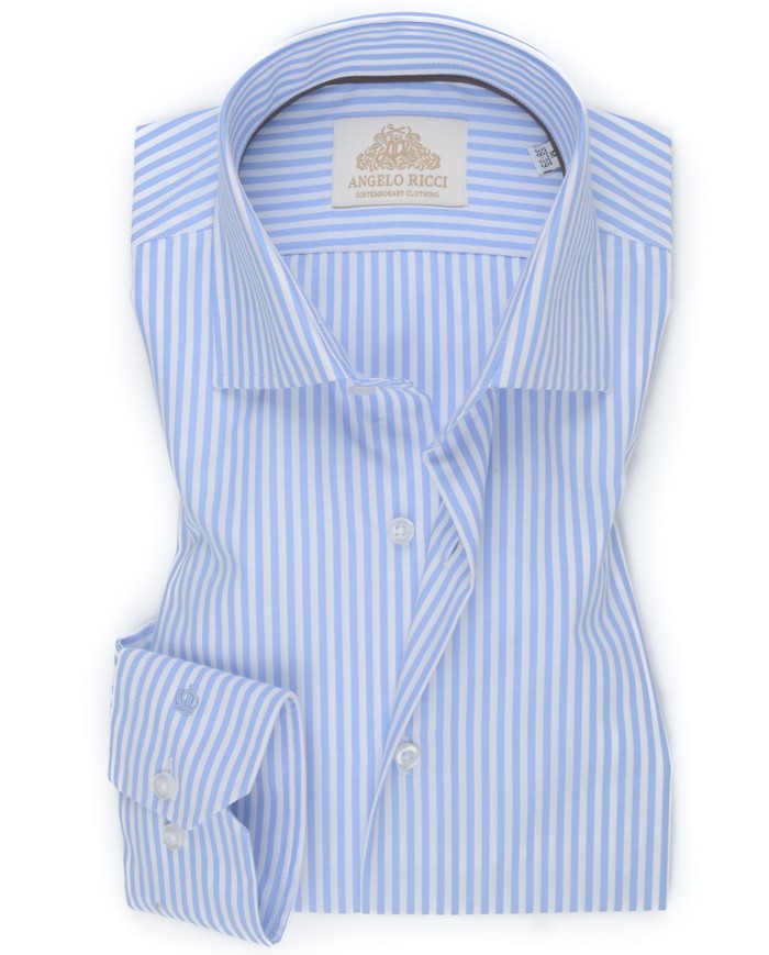Chemise Homme blanche à Rayures bleu