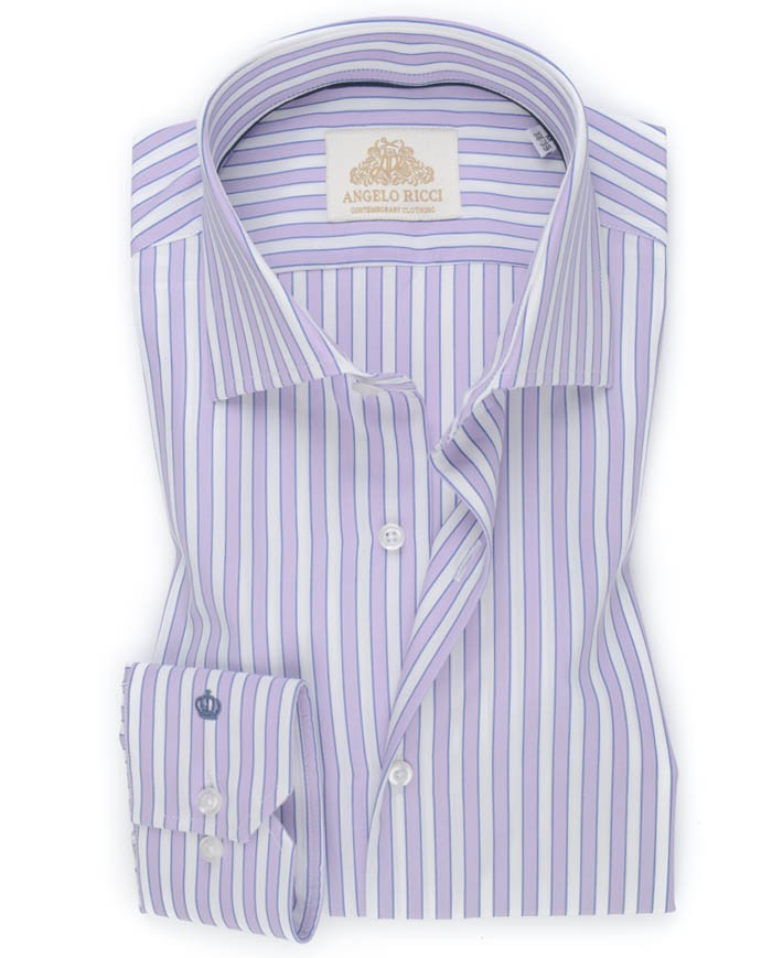 Chemise femme blanche à Rayures mauve