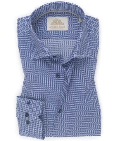 Chemise Homme Angelo Ricci Regular Fit à motifs- Bleu Clair et Marine