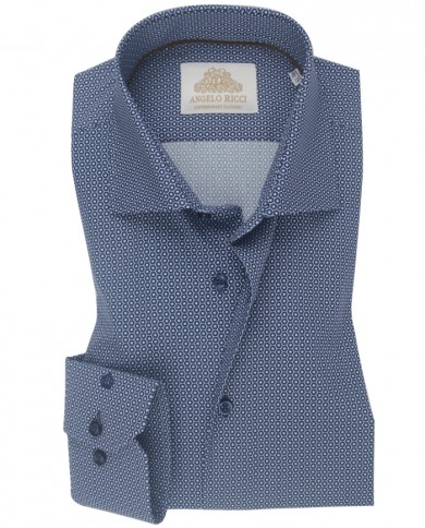 Chemise Homme Angelo Ricci Regular Fit à motifs- Bleu Marine