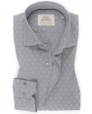 Chemise Homme Angelo Ricci Regular Fit à motifs Marron et gris