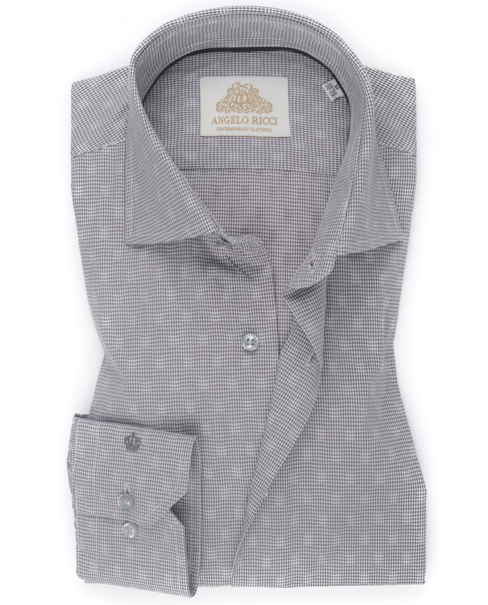 Chemise Homme Angelo Ricci Regular Fit à motifs Marron et gris