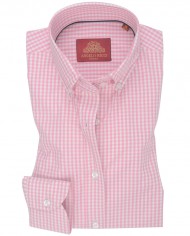 Chemise Homme Angelo Ricci Regular Fit en Popeline Motif Vichy - Rose et Blanc
